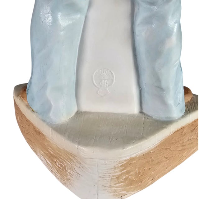 White Gebruder Heubach Young Man at a Ship’s Steering Wheel Figurine 11.5" For Sale - Image 8 of 10