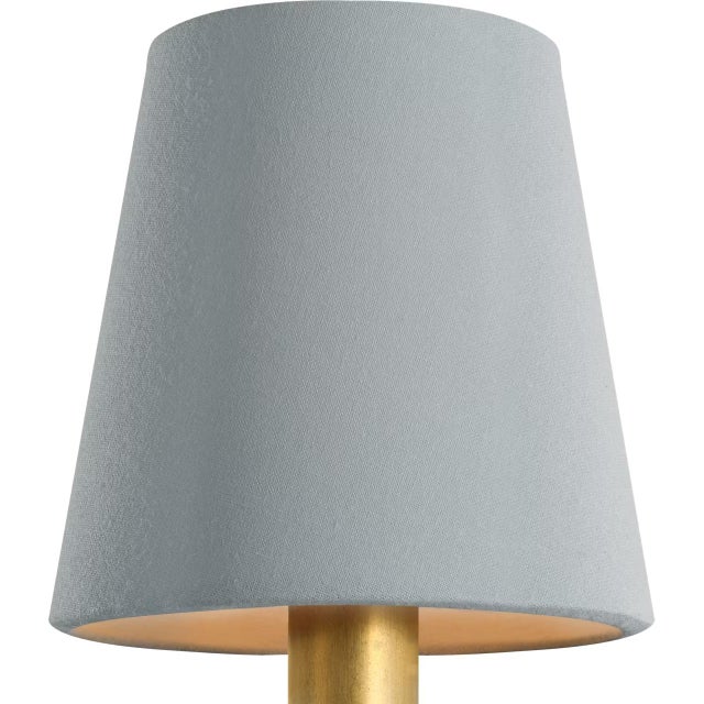 Transitional Visual Comfort Signature 4" Blue Linen Empire Shade For Sale - Image 3 of 3