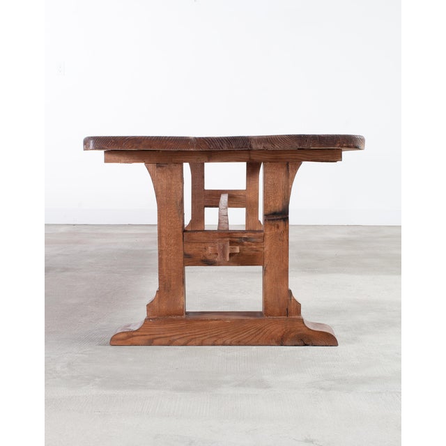 Monumental French Arts Crafts Oak Farmhouse Dining Table 9.5 Ft For Sale In Sacramento - Image 6 of 16