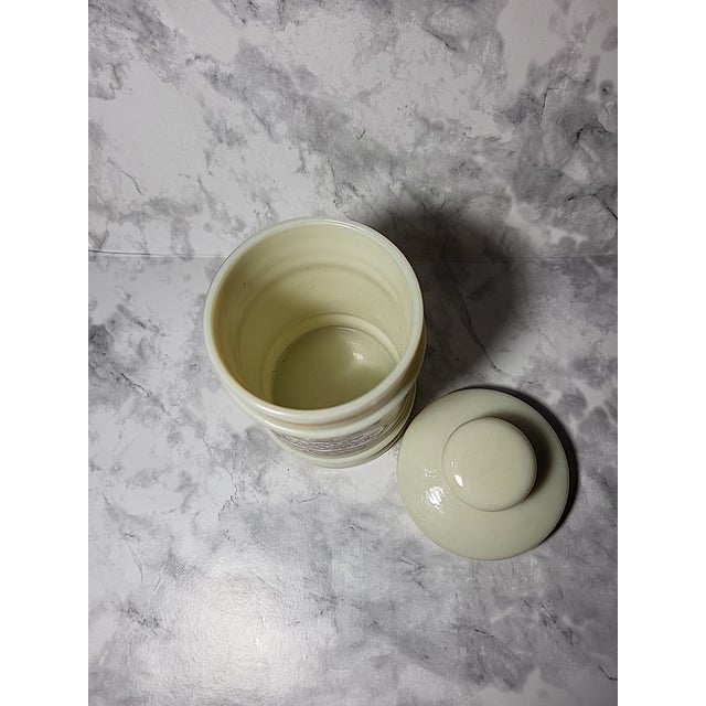 Mid-Century Modern Antique Custard Glass Apothecary Jar Darvon Compound 65 Medicine Poison Pharmacy For Sale - Image 3 of 11