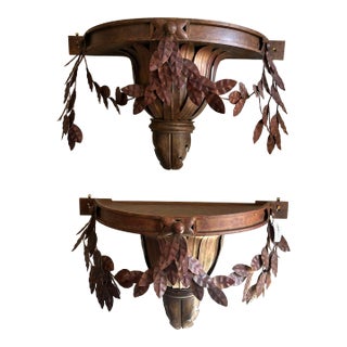 20th Century Acanthus Wreath Demi Wall Shelves For Sale