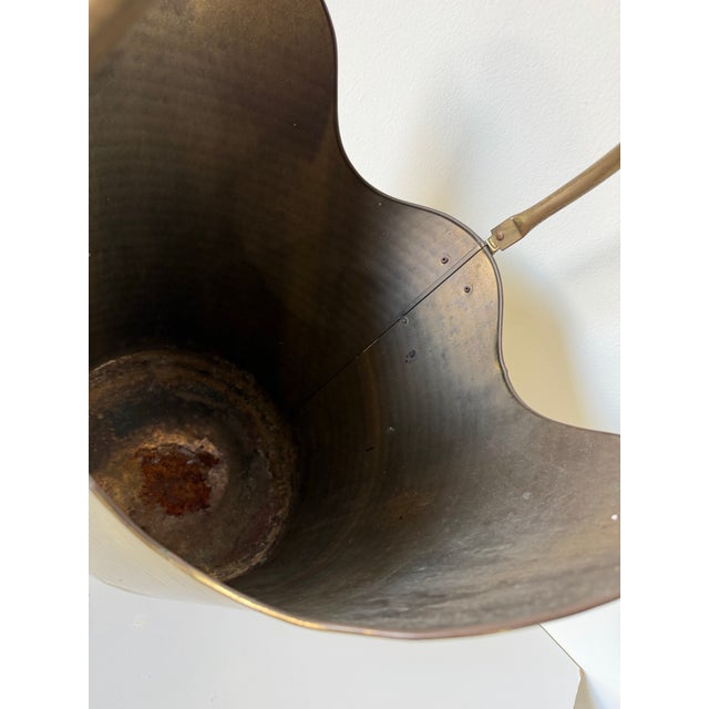 Vintage Hammered Brass Coal Scuttle Fireplace Bucket For Sale - Image 9 of 13