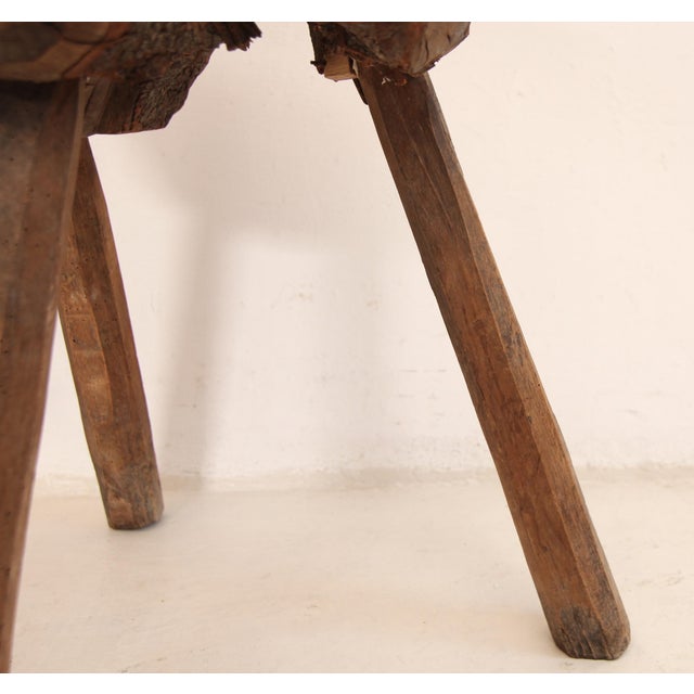 Primitive Wabi Sabi Wooden Chopping Block Side Table, Early 20th Century For Sale - Image 15 of 18