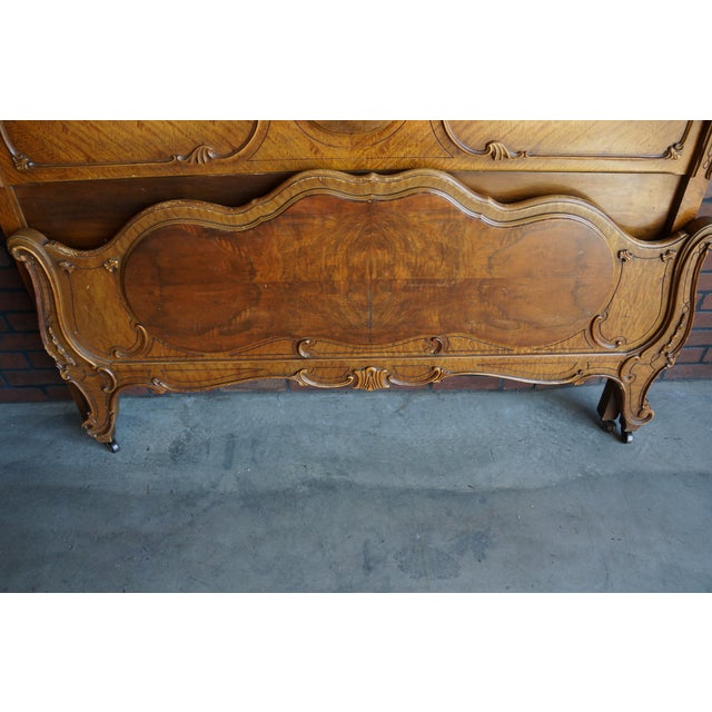 Wood Antique French Style Full Bed Frame For Sale - Image 7 of 10
