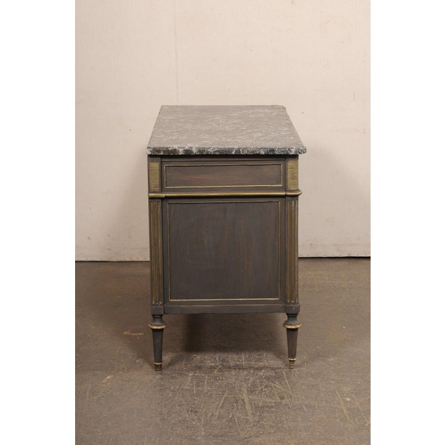 Gray Early 19th Century Neoclassical Period Commode W/ Brass Accents For Sale - Image 8 of 11