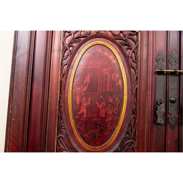 Wood 19th Century Carved Chinese Wedding Cabinet For Sale - Image 7 of 18