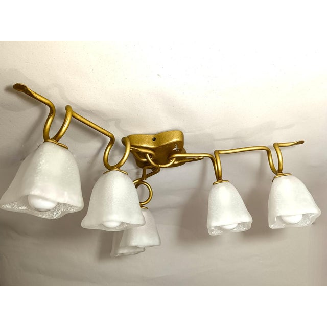 Metal Murano Glass Ceiling Light from Barovier & Toso For Sale - Image 7 of 13