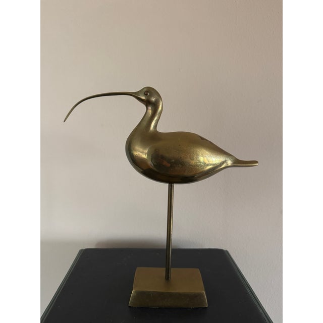 Vintage Brass Bird Sculpture For Sale - Image 4 of 4