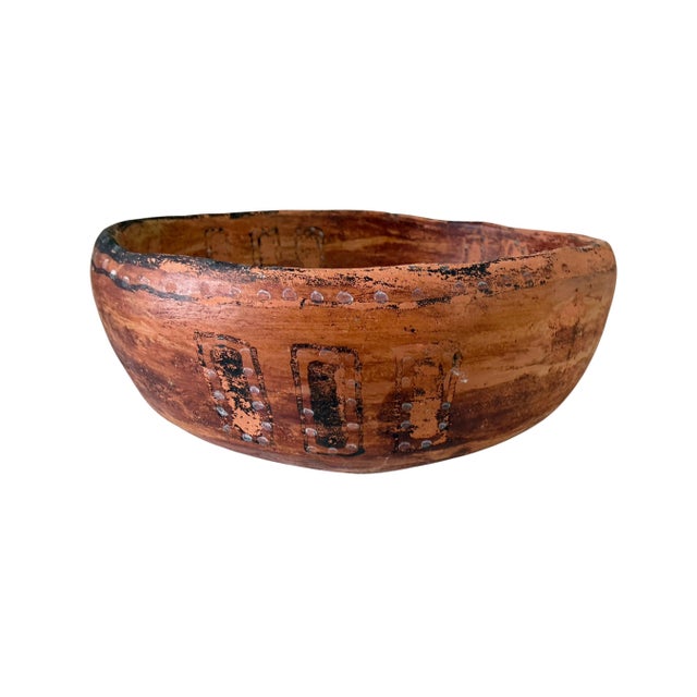 Vintage Wauja traditional Amazonian Indigenous ceramic bowl, structurally associated with the distinct pottery traditions...