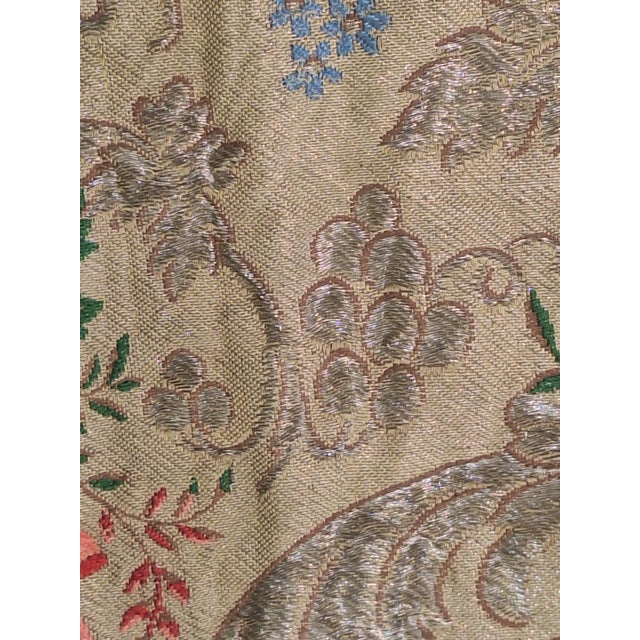 Traditional Vintage Style Gold Floral Brocade Pillow With Metallic Threads Double Sided For Sale - Image 3 of 6