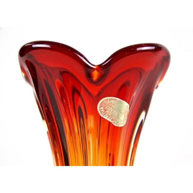 Glass Mid-Century Red and Orange Murano Glass Vase, 1960s-1970s For Sale - Image 7 of 16