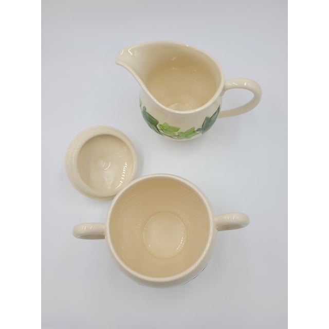 Franciscan China 1950s Franciscan Ivy Hand-Decorated Creamer & Lidded Sugar Set - 3 Pieces For Sale - Image 4 of 12
