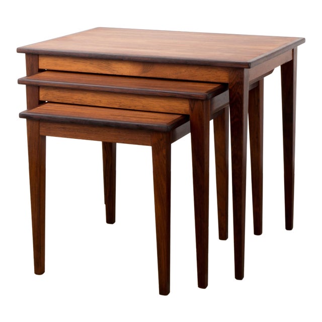 1960s Vintage Danish Rosewood Nesting Tables - Set of 3 For Sale