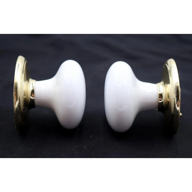 Traditional Vintage White Plain Ceramic Dummy Door Knob Set For Sale - Image 3 of 4