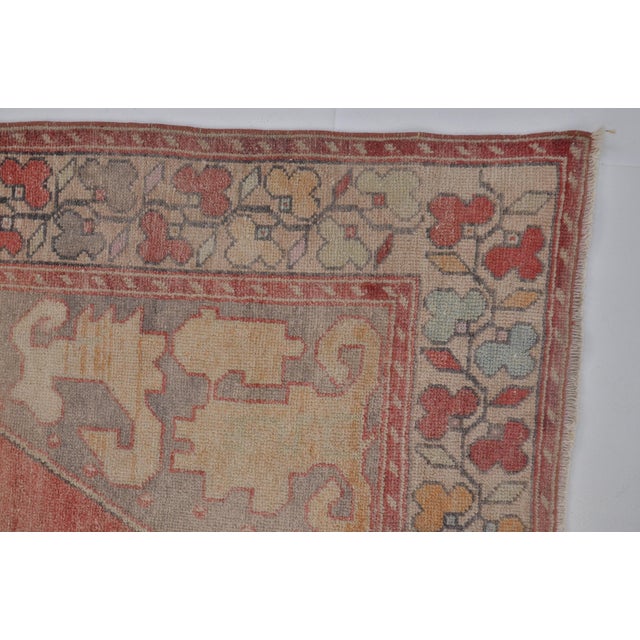 1950s Oushak Floor Anatolian Wool Carpet For Sale - Image 9 of 10