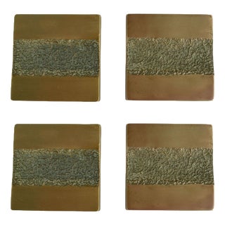 Vintage Architectural Push and Pull Bronze Door Handle Square, 1970s, Set of 5 For Sale