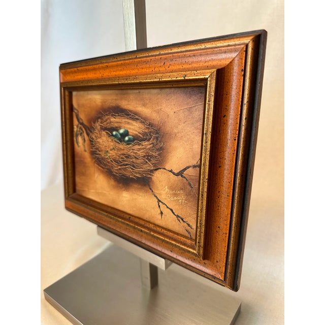 Impressionist Birds Nest Still Life Framed Original Oil Painting For Sale - Image 4 of 11