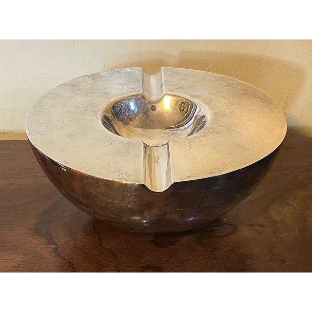 Vintage Art Deco Style Silverplate Orb Cigar Ashtray For Sale - Image 10 of 15