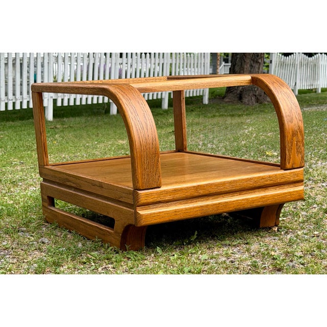 Postmodern Late 20th Century Post-Modern Oak Cantilever Side Table by the Stratford Company - Lou Hodges Style For Sale - Image 3 of 7