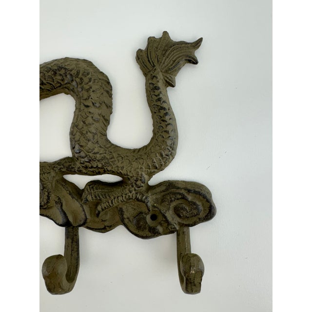 Vintage Cast Iron Dragon Wall Hook Rack With Four Hooks For Sale In Little Rock - Image 6 of 7