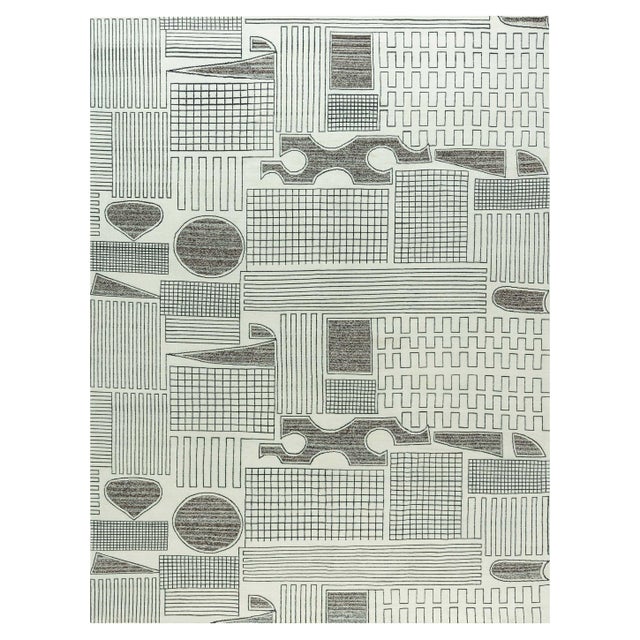 Contemporary Art Deco Style Beige, Black, Gray Rug by Doris Leslie Blau For Sale