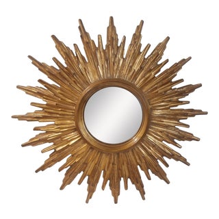 French Sunburst Gilded Wood Mirror For Sale