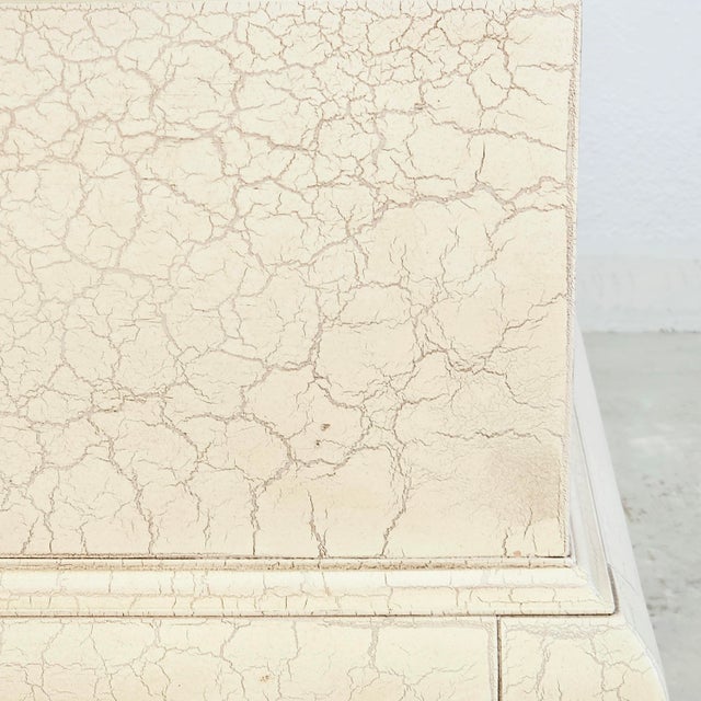 Cream Lane Crackle Lacquer Asian Modern Accent Chest Nightstand 24.5" For Sale - Image 8 of 13