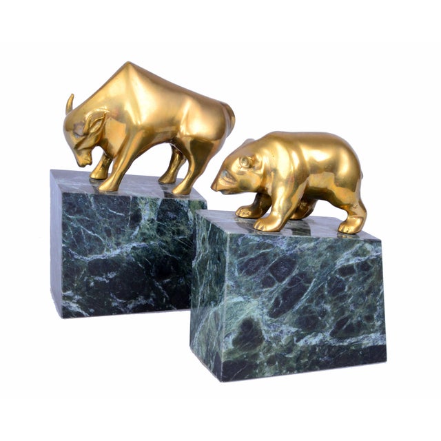 Vintage Brass Bull & Bear Bookends A Pair Chairish