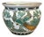 Vintage Hand Painted Gold Imari Green and White Cachepot / Cache Pot / Jardinere/ Fishbowl Planter With Peacock Motif For Sale