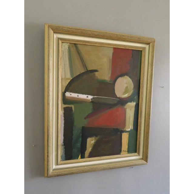 Mid-Century Modern Mid-Century Modern 'Constructed Balance' Vintage Original Abstract Oil Painting, Framed For Sale - Image 3 of 12