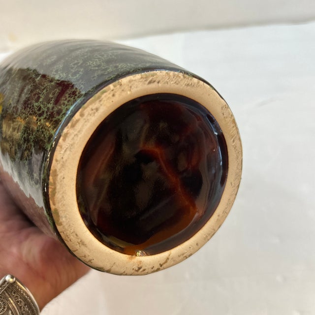 Brown Mid Century Brown and Green Speckled Ceramic Urn/ Vase For Sale - Image 8 of 9