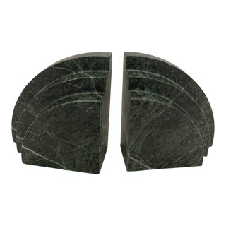 Green Art Deco Marble Bookends For Sale