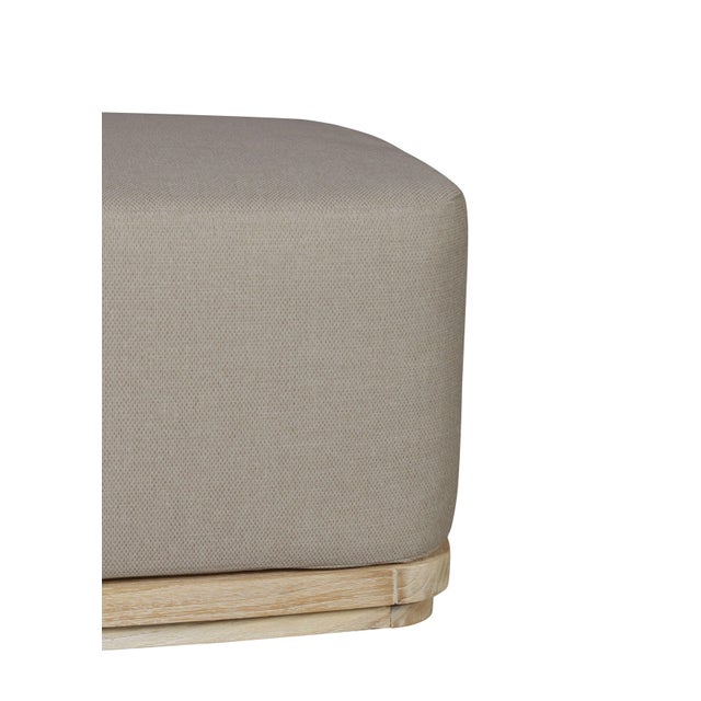 Eclipse Outdoor Solid Teak Wood Ottoman Natural Look - Gray Fabric For Sale - Image 4 of 9