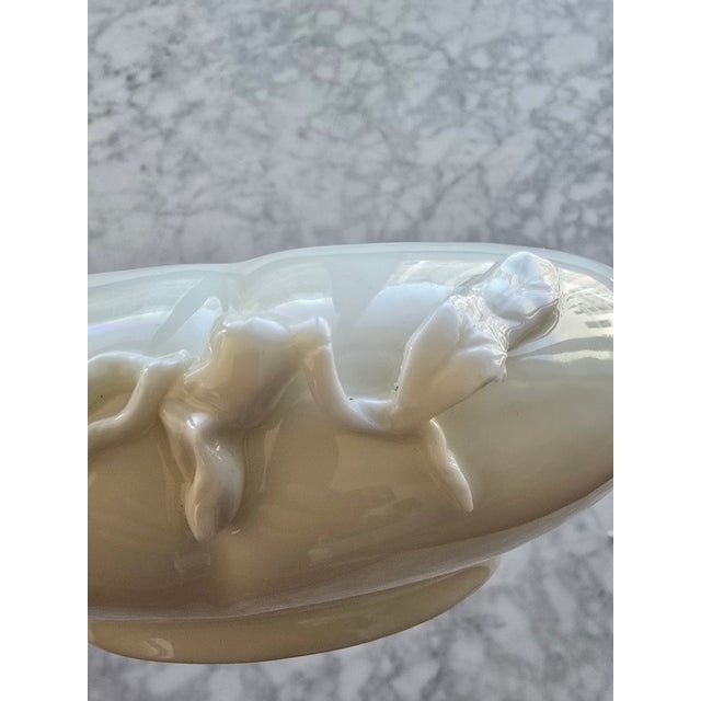 Vintage Chinese Blanc De Chine–Style Lotus Porcelain Bowl With Hallmark For Sale - Image 4 of 10