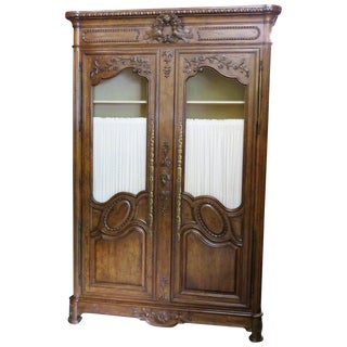 Auffray Style Carved Walnut Armoire For Sale