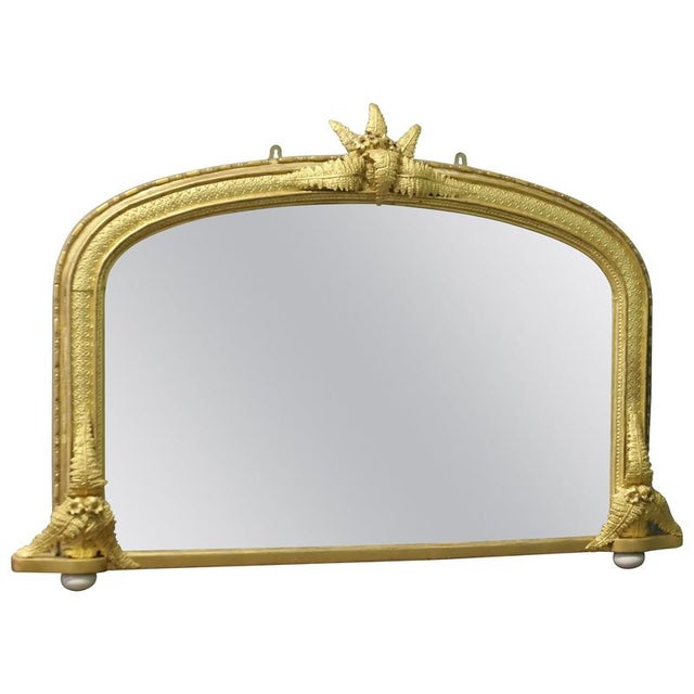 Goldenrod Large Decorative Gilt Arched Over Mantle Mirror For Sale - Image 8 of 8