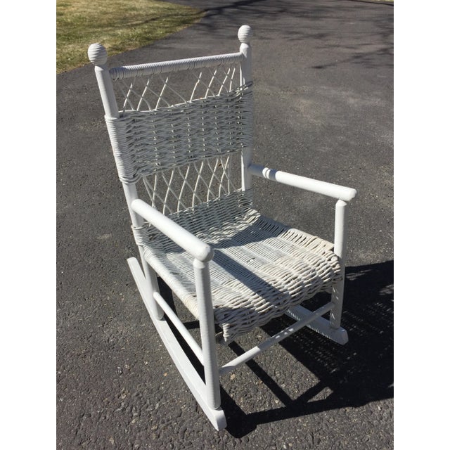 Victorian Antique Wicker Children’s Rocker For Sale - Image 3 of 9