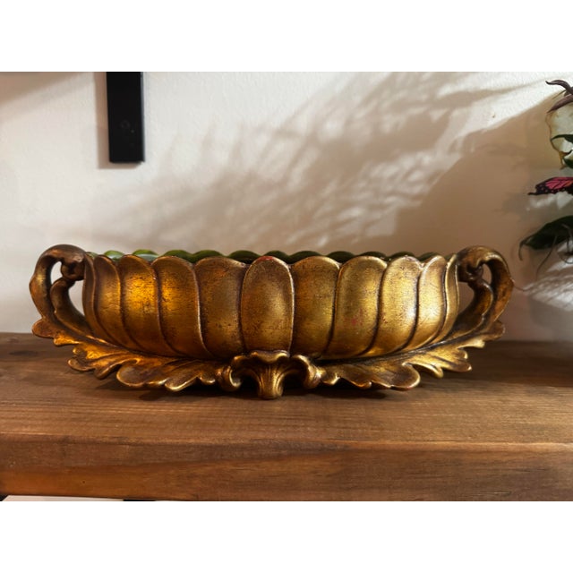 Mid-Century Modern Mid-Century Modern Freeman McFarlin Gilt Console Bowl Planter by R. Wright For Sale - Image 3 of 7