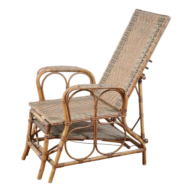 Art Nouveau Wicker and Bamboo Lounger, 1890s For Sale