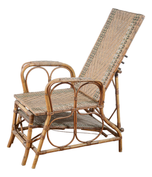 Art Nouveau Wicker and Bamboo Lounger, 1890s