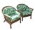 Vintage Pair Bamboo Club Chair With Custom Upholstery For Sale