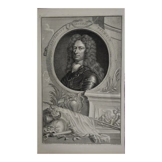 Lieutenant General Talmash: 18th C. Portrait by Houbraken, 1748 For Sale