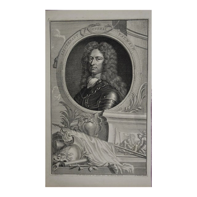 Lieutenant General Talmash: 18th C. Portrait by Houbraken, 1748 For Sale