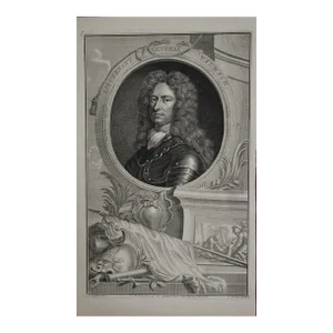 Lieutenant General Talmash: 18th C. Portrait by Houbraken, 1748