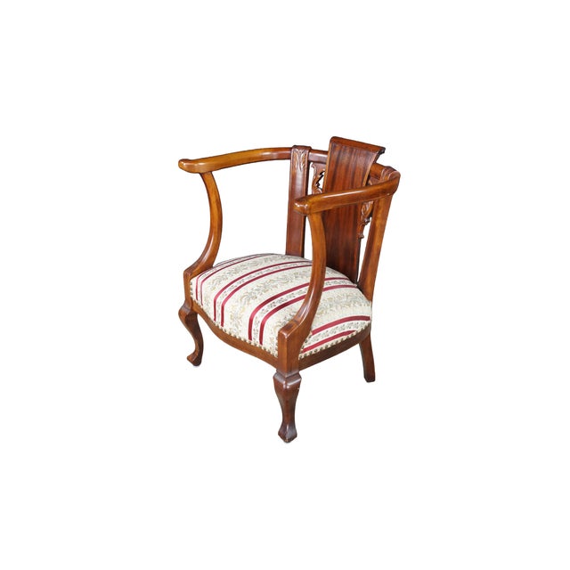 Victorian Antique 19th Century Mahogany Regency Empire Horseshoe Library Parlor Arm Chair For Sale - Image 3 of 18