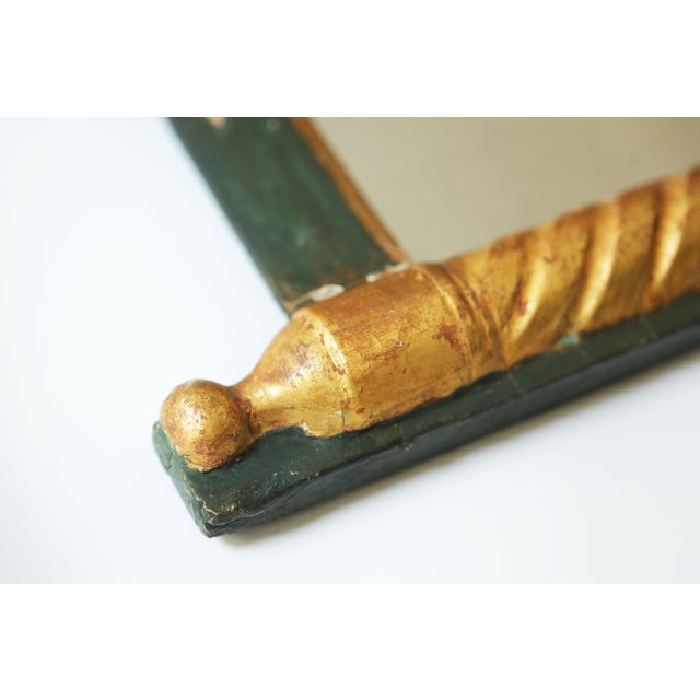 Antique French Rectangular Mirror in Green Lacquered and Gilded Wood, 1800s For Sale - Image 9 of 10