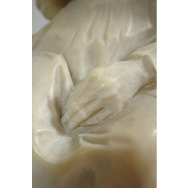 Early 20th Century E Battiglia La Favola Della Nonna Alabaster Italian Sculpture Tale of Grandma For Sale - Image 12 of 13