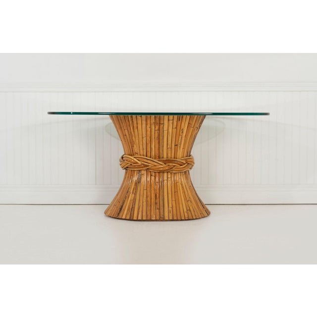 McGuire Sculptural Rattan & Bamboo “Sheaf of Wheat” Oval Console Table Base An exceptional example of Organic Modern...