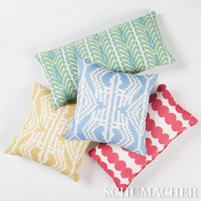Contemporary Schumacher Augustine Ikat Pillow In Leaf For Sale - Image 3 of 3