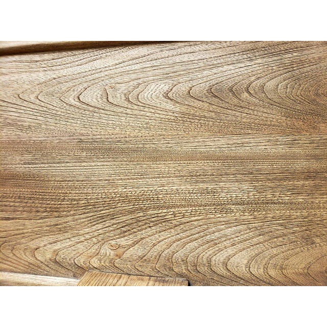 Wood Late 20th Century Chinese Elm Desk With Hidden Nesting Chair For Sale - Image 7 of 11